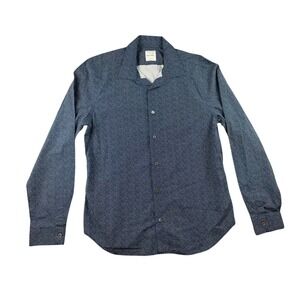 Paul Smith Button Down Shirt Men 17 Blue Micro Dot 100% Cotton Italy Office
